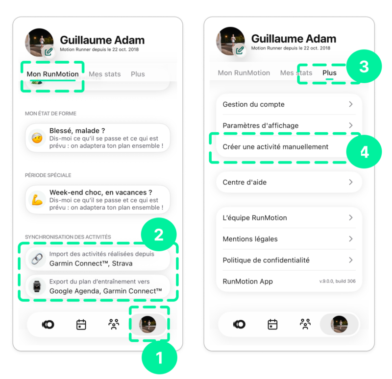 Rentrer activité sur RunMotion Coach
