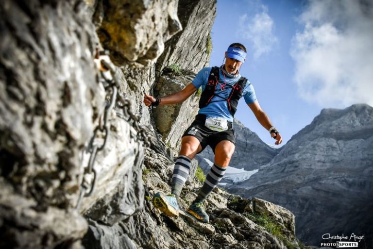 Joli passage technique sur le Trail des Dents du Midi