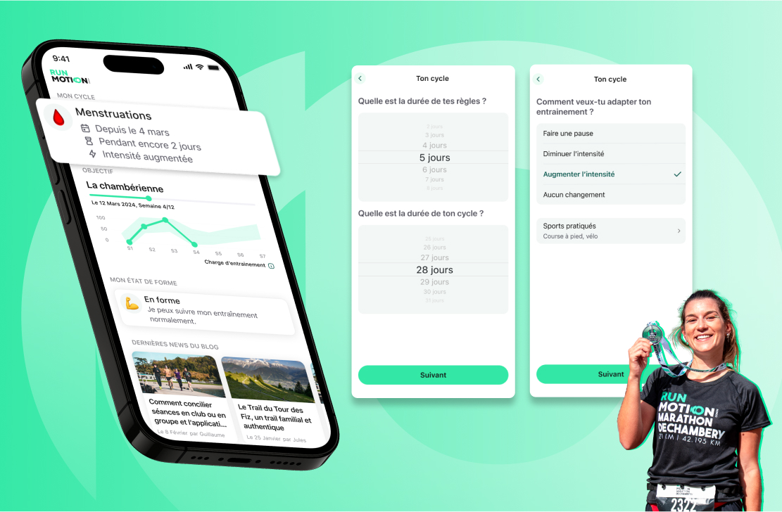 Suivi du cycle menstruel sur RunMotion, application de coaching en course à pied