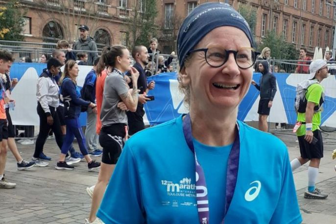 Ingrid pendant le Marathon de Toulouse