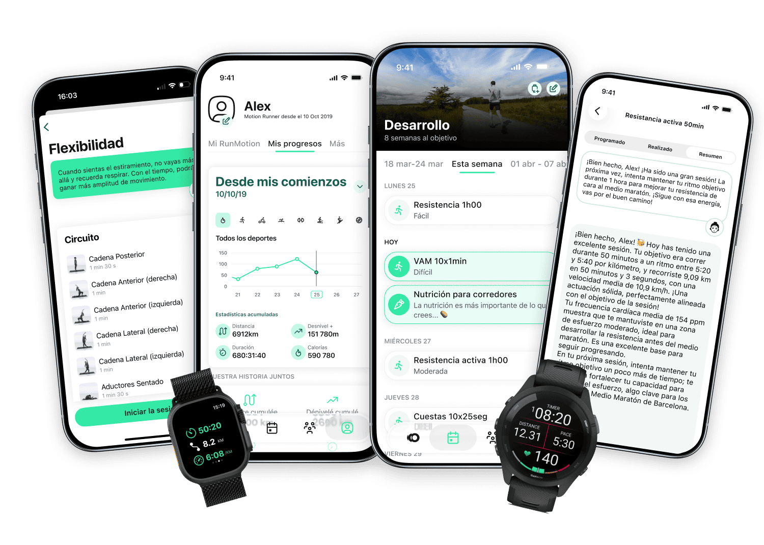 Grupo de teléfonos y relojes